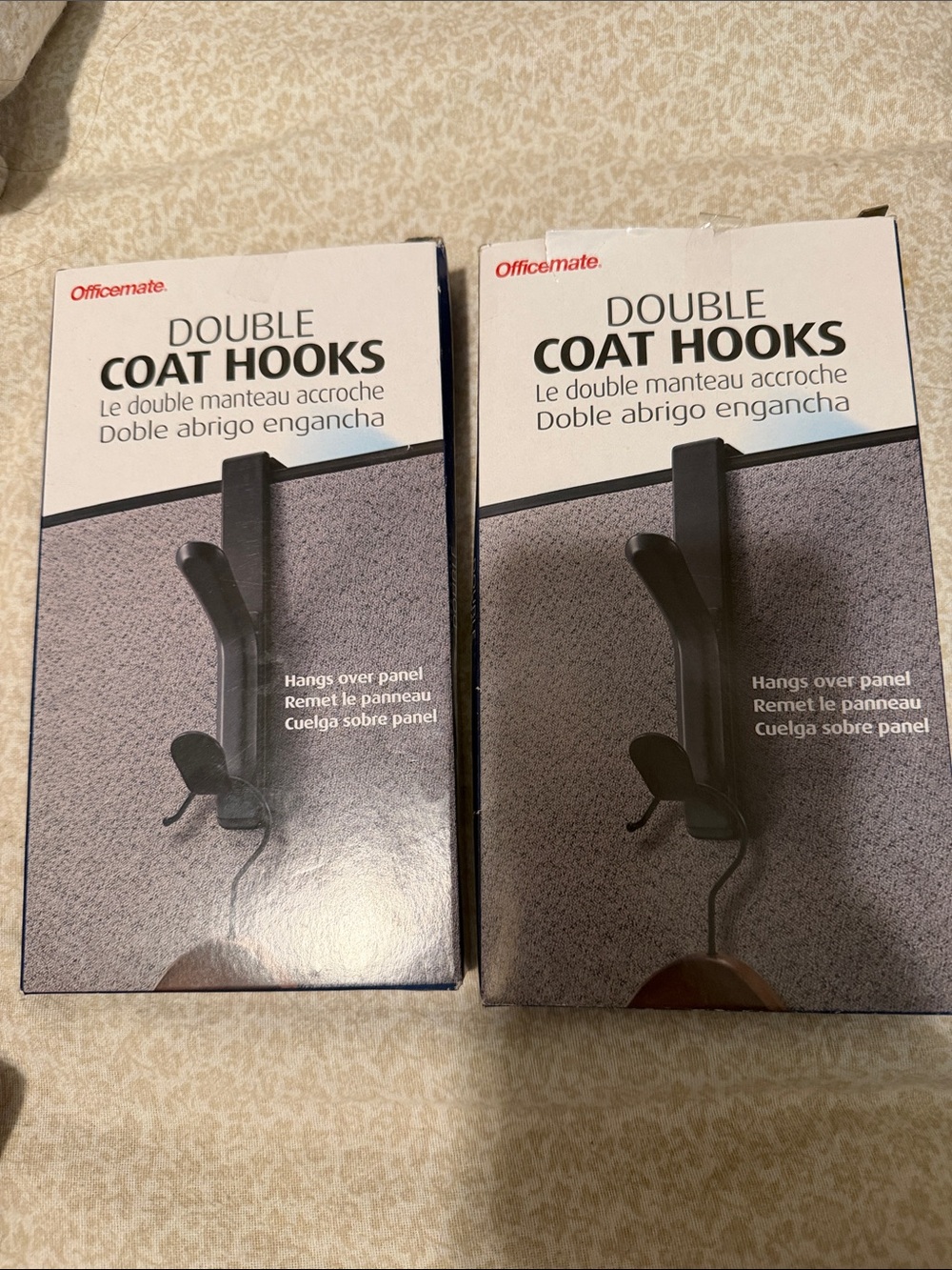 Black Double Coat Hooks - Over-Panel Hanging, Set of 2